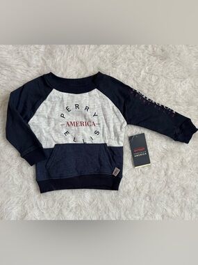 Perry Ellis NWT Kids Navy, Gray & Red Colorblock Cozy Americana Sweatshirt
